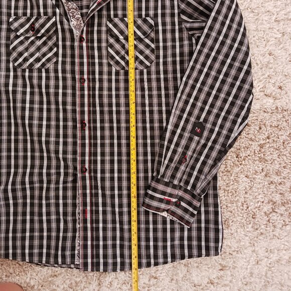 DN Di Nero Men's Long Sleeve Shirt Size XL Embellished Black Plaid Paisley READ - Picture 11 of 12